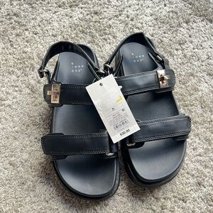 a new day Black Buckle Sandals